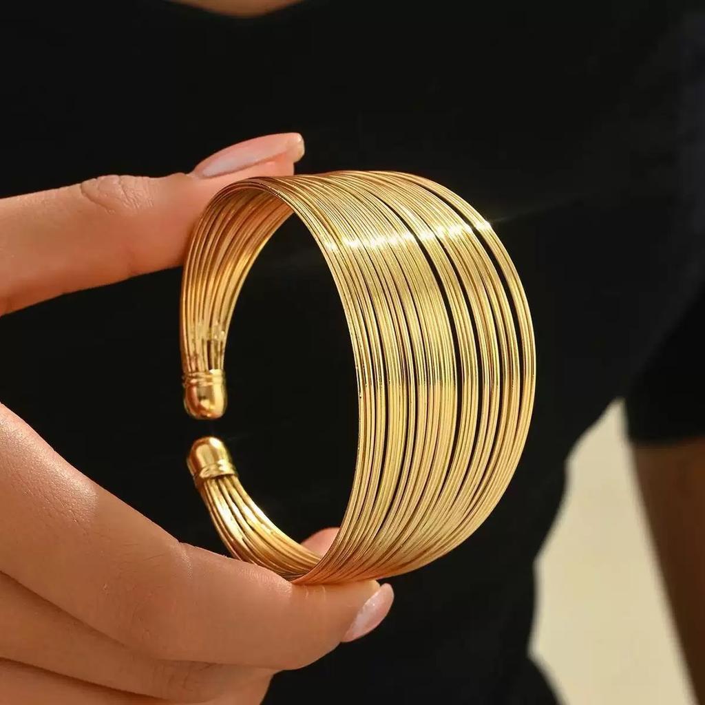 Exquisite Bracelet European and American Double Heart Metal Bracelet Set Women's High-grade Retro Geometric Six-piece Metal Bracelet