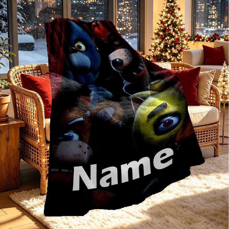Custom Name Personalized Five Nights at Freddy's Print Blanket, Home Decor, Bedroom, Sofa, Camping, Couch, Gifts for Birthday Christmas