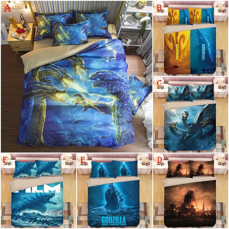 3d Godzilla Newest King Of The Monsters Design Bedding Set Duvet Cover 3pc