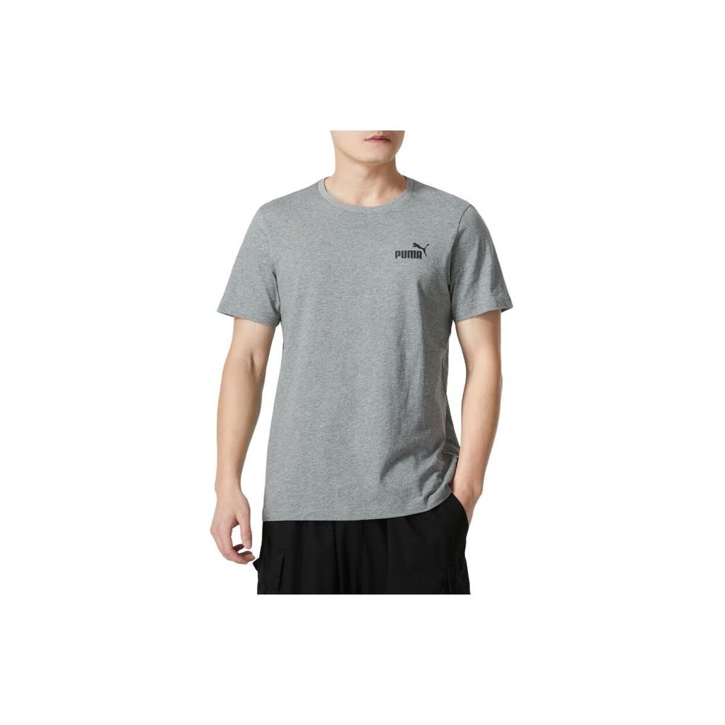 Puma Футболка с логотипом в американском ретро-стиле для активного отдыха, свободная, спортивная, с круглым вырезом и коротким рукавом, SS24, мужские топы, серые 845925-03