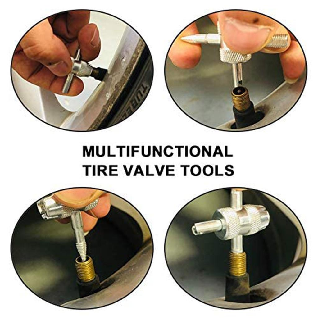 4-ходовой инструмент для сердечников клапанов 4-в-1 многофункциональный ключ для клапанов автомобильных шин, инструмент для снятия сердечников, установщик, ремонтник