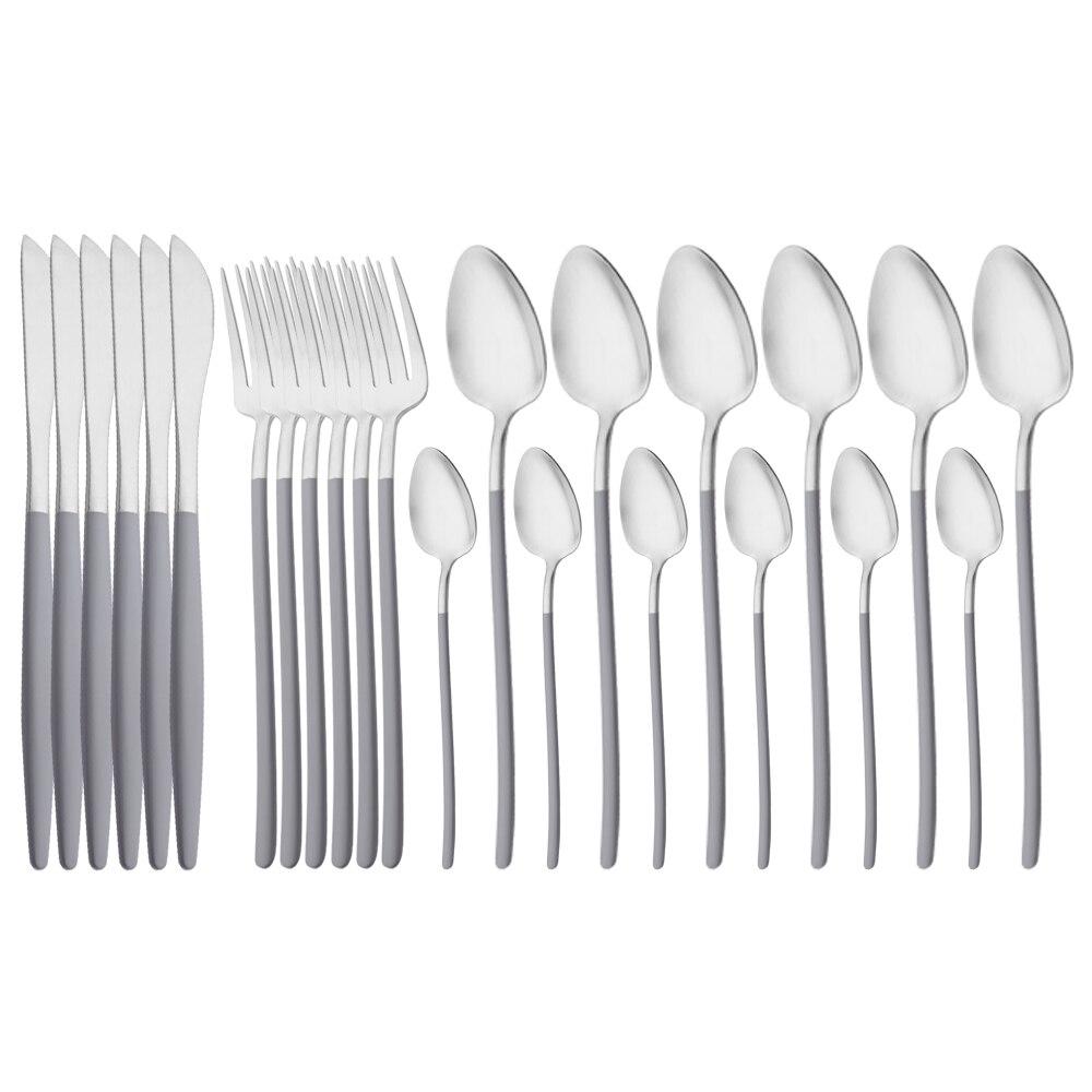 24Pcs Tableware Set for 6 Pink Matte 304 Stainless Steel Dinnerware Set Gold Dinner Cutlery Spoon Fork Knife Western Flatware