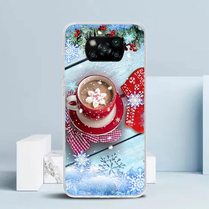 Зимний Кофе Рождественский Чехол Для Телефона Для Xiaomi Poco F7 Ultra X5 X6 X7 Pro M7 Redmi 15C 15 13C 13 12C 12 10C 10 10A 9 9C 9A 9T Cov
