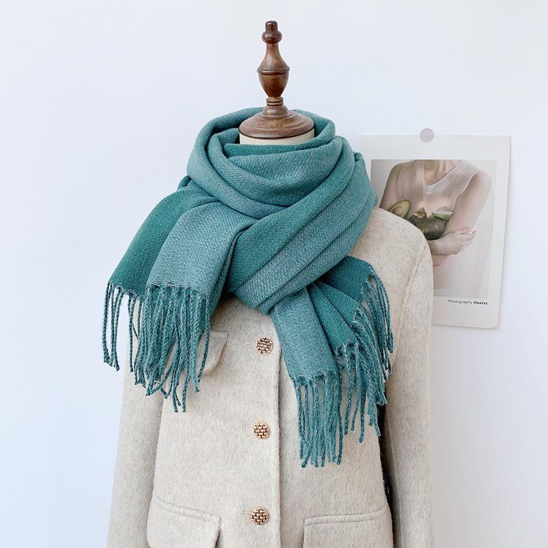 35 цветов 2024 осень и зима новый двухсторонний однотонный искусственный кашемировый кисточный платок утолщенный теплый шарф для мужчин и женщин