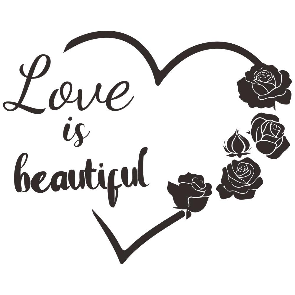 Love Rose English Slogan Bedroom Living Room Study Background Landscaping Wall Sticker