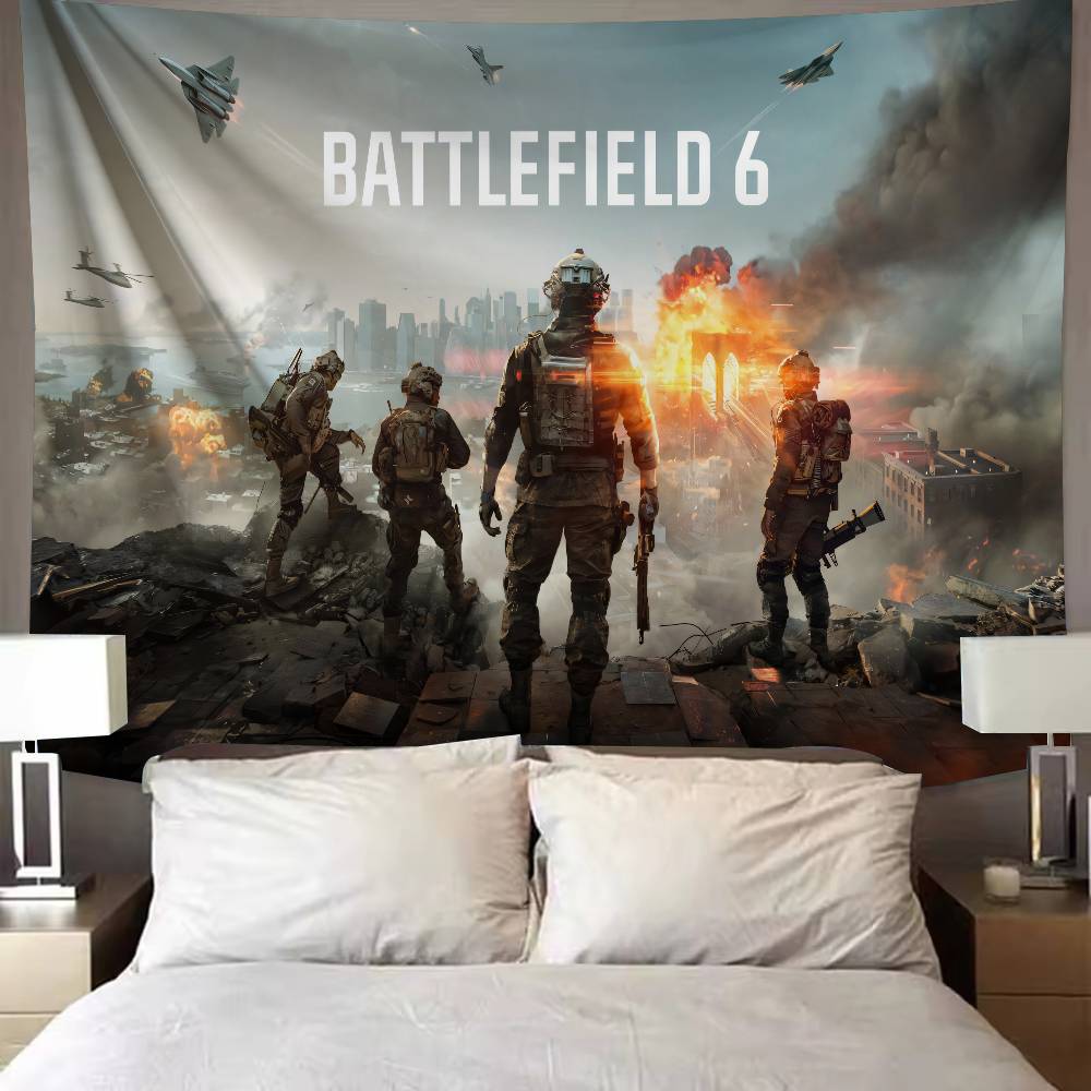 New FPS Gaming Battlefield 6 Cool Tapestry Background Hanging Cloth Bedroom Tapestry Room Decor Aesthetic Tapestry Wall Hanging