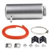 ADPOW Radiator Reservoir with and Universal Radiator Reservoir Parts for Car Customization Tank, Cylindrical, Hose, Silver, Black, Blue, (Silver)