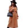 2026 Autumn/Winter New Women's Long Sleeve Button V-Neck Strap Woolen Coat