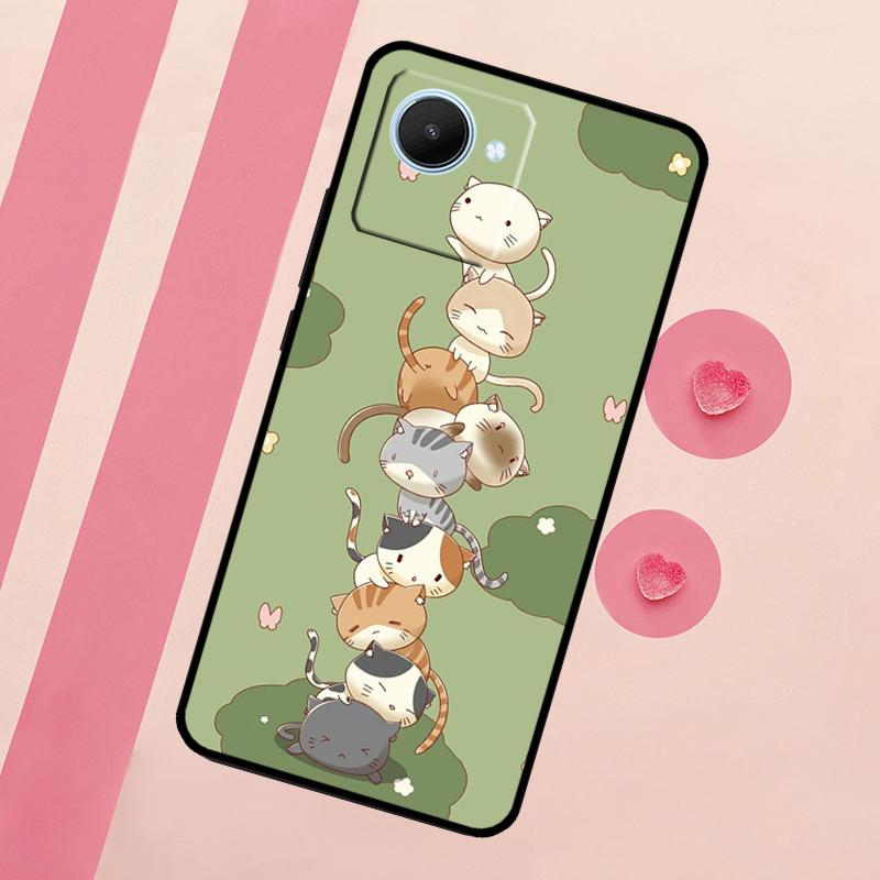 Забавные милые кошки Для Realme C67 C75 C63 C61 C71 C55 C51 C65 C53 10 11 12 13 14 15 Pro Plus GT6 GT7 Pro Чехол