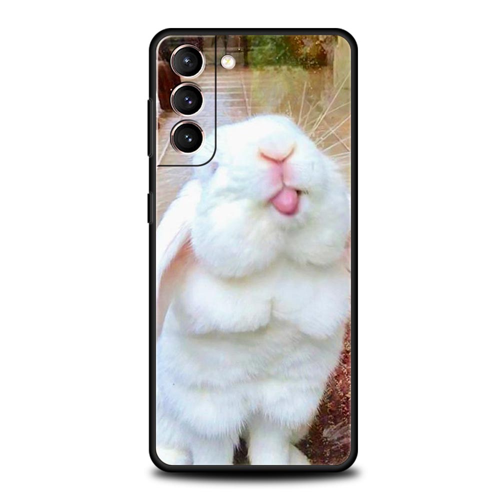 Милый Белый Зайчонок Чехол для Телефона Samsung Galaxy S24 S23 S22 S20 Ultra S21 FE 5G S10 S9 Plus S10E S8 Мягкий Силиконовый Чехол