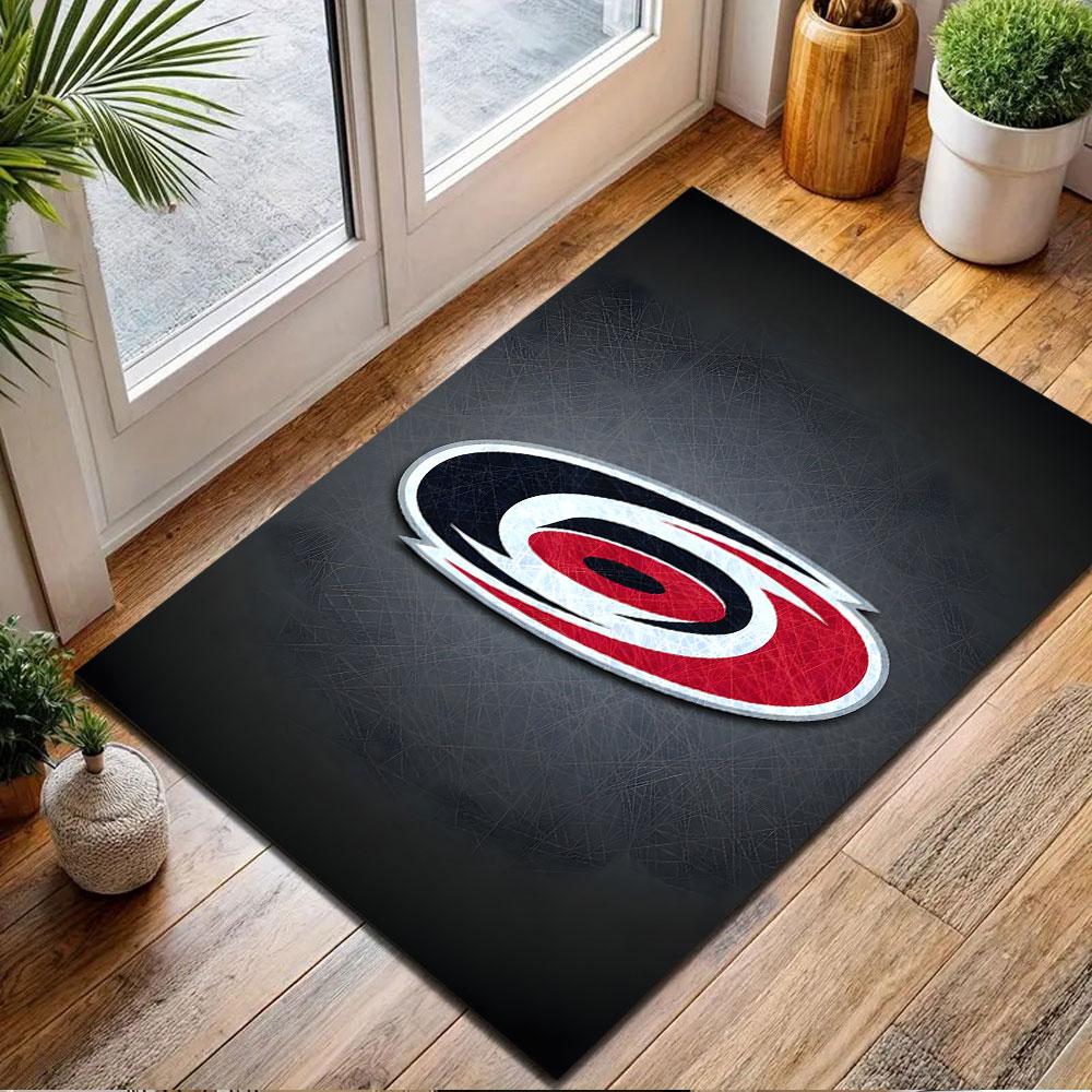 Red and Black Swirl Logo Design Patterned carpet, non slip mat suitable for living room and bedroom sofas