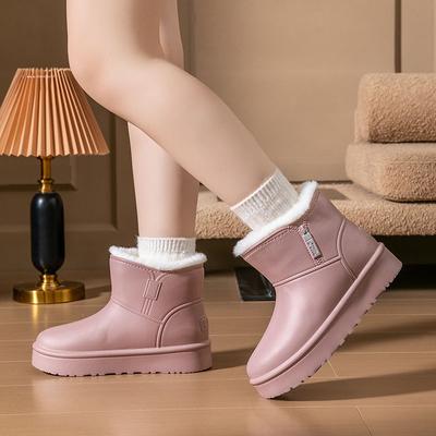 Зимние водонепроницаемые женские сноубутсы с круглым носком на платформе, женская обувь с плюшевой подкладкой, новинка 2025 года, высокое качество, оригинальная горячая обувь