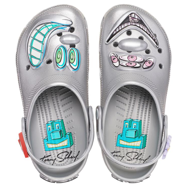 Kenny Scharf x Crocs Classic Clog Серебристые Унисекс Кроссовки 209487-040