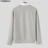 INCERUN Autumn Winter Men Patchwork Lapel Neck Long Sleeve Casual Texture Pullovers