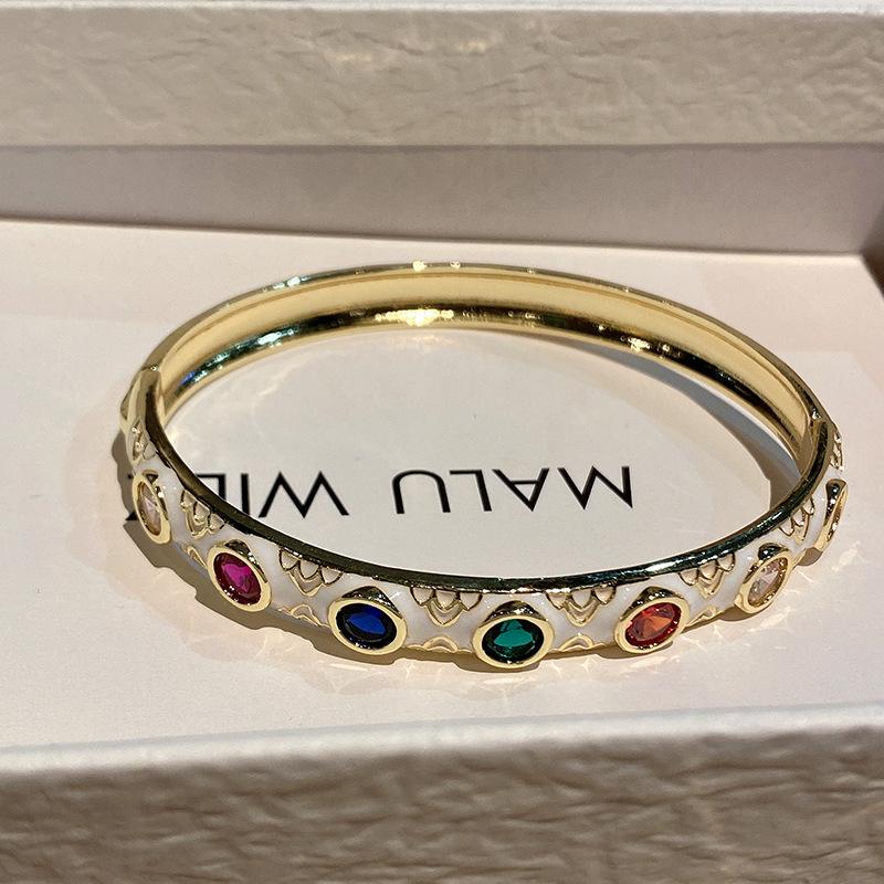 Новый браслет в китайском стиле, шик в китайском стиле, инкрустированный цветным цирконием, кольцо с капающей эмалью, женские роскошные украшения