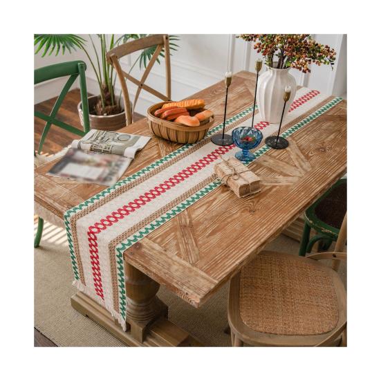Хлопково-льняная скатерть с кисточками, настольная дорожка, многоразовый праздничный декор для стола для ресторана, столовой, бара, кухни, дома