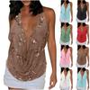 Ladies' Hollow Sequined V-neck Sleeveless Hanging Neck Backless Slim Fit Top