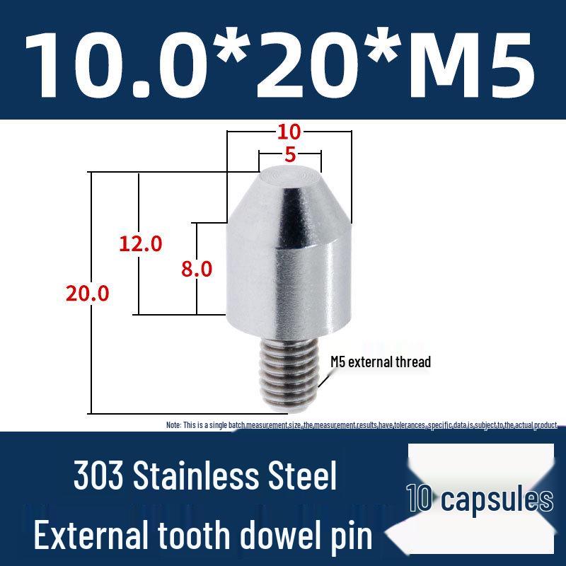 Stainless Steel External Thread Dowel Pin with Tapered/Round/Flat Head, Locating Column M3/M4/M5/M6