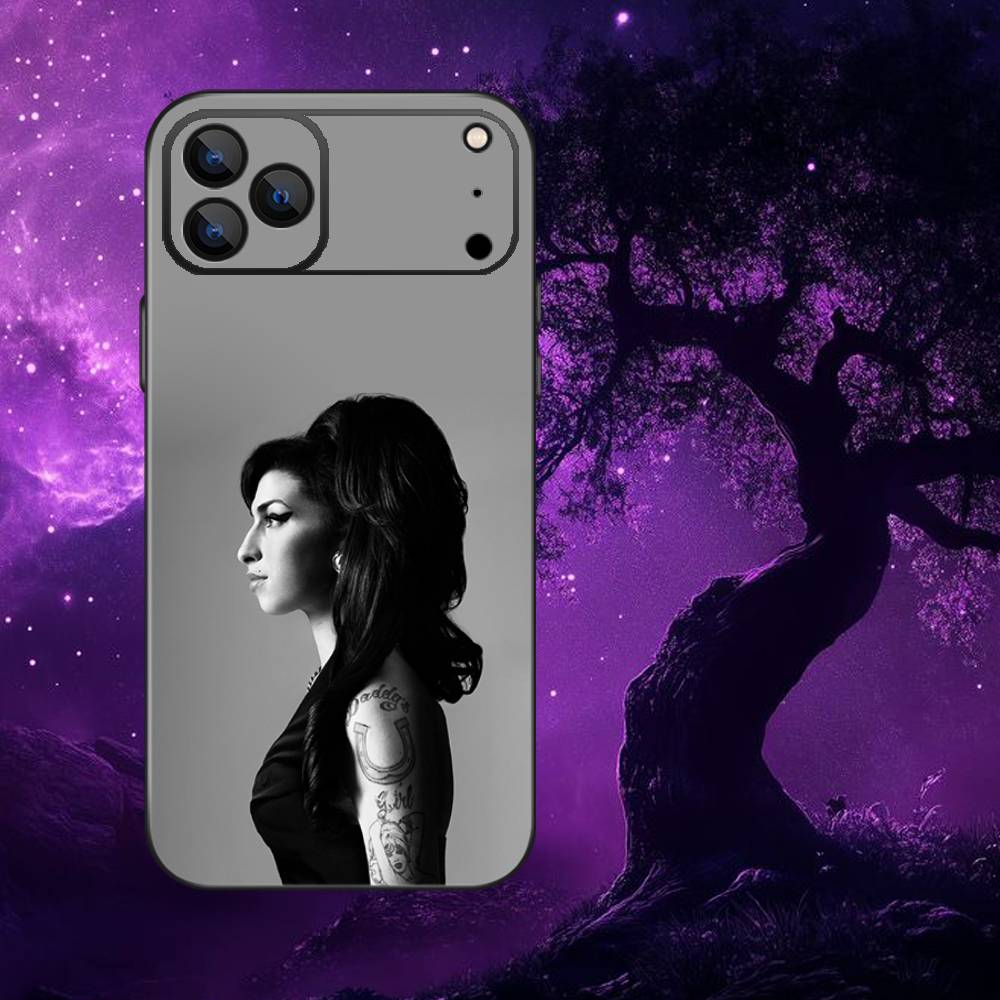 Amy Winehouse Phone Case For iPhone 17,16,15,14,13,12,Pro,Max,Plus,E,SE4,Air,Mini Black Soft Box