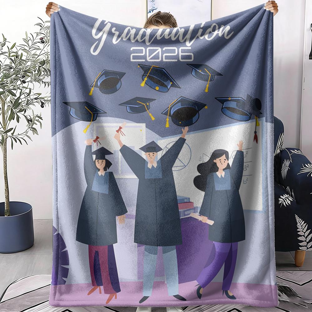 Graduation season Throw Soft Flannel AC Blanket Lightweight Summer Nap Throw Cozy Blanket for Sofa Bed Travel Home