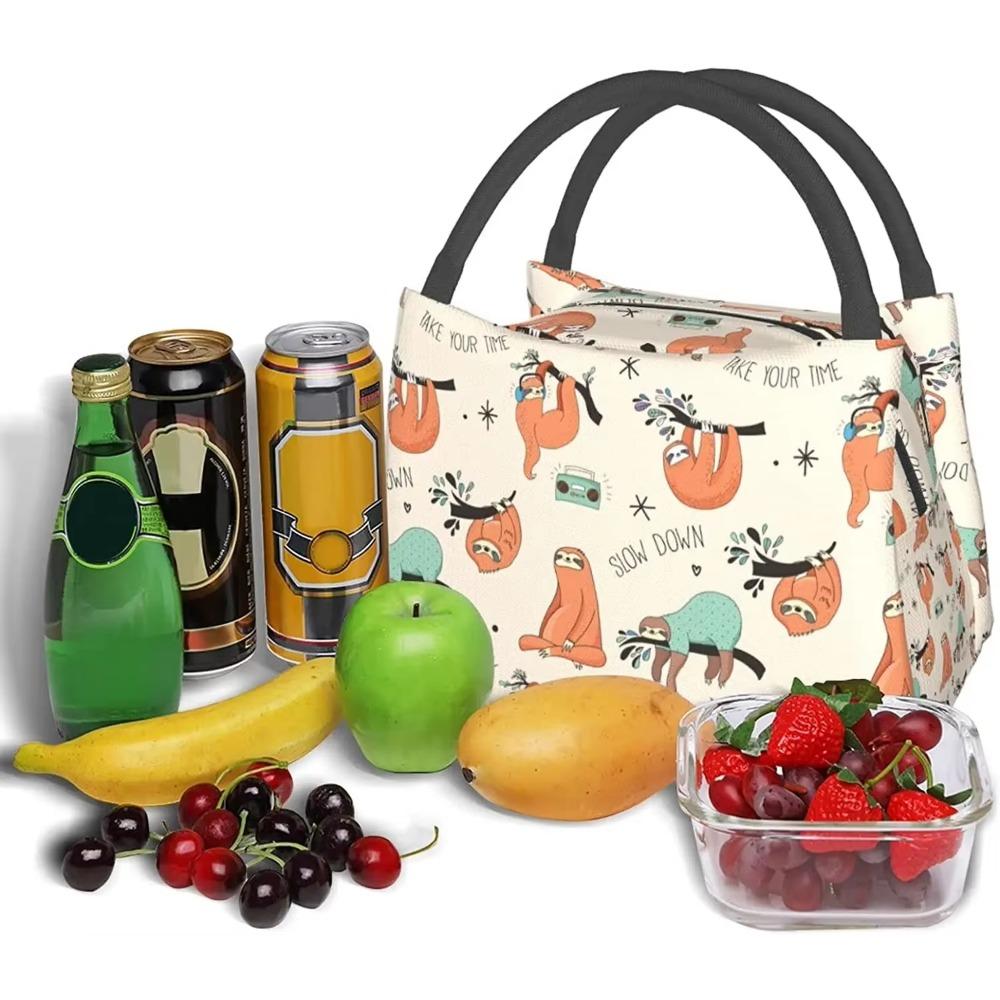 Забавная сумка для ланча с ленивцами, многоразовая, портативная, изолированная, с милым животным, большая сумка для ланча для женщин, мужчин, школы, работы, офиса