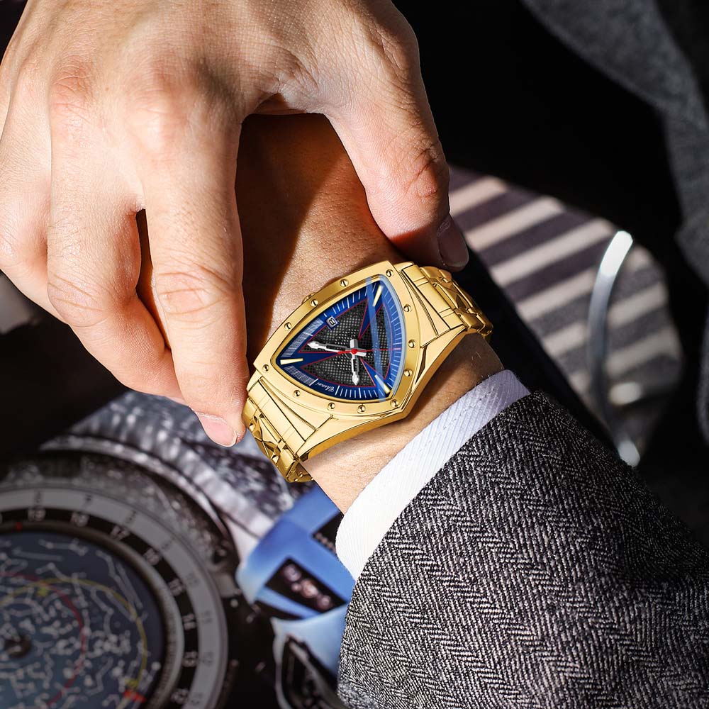 CHENXI Fashion Men's Watch Quartz Wristwatch Casual Hollow Triangle Watch Luxury Men's Gift Clock Relojes Para