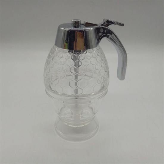 Honey Syrup Juice Dispenser No Drip Glass Beautiful Honeycomb Shaped Pot And Maple Syrup Dispenser Efficient Anti-Crystallization Multi-Functional Bee