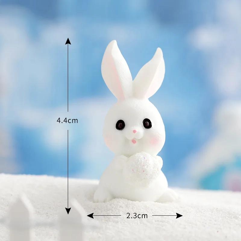 Cute Rabbit Bunny Ornament Resin Home Mini Bunny Miniature Figurines Miniature Landscape Decoration Home Easter Decoration