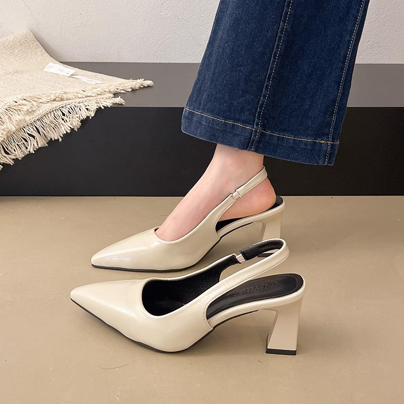 Туфли на высоком каблуке с острым носком женские сандалии сексуальная летняя обувь роскошный новый тренд 2025 брендовые шлепанцы слингбэки массивные туфли-лодочки женские zapatos