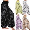 Women Casual Plus Size Print Elastic Waist Straight Loose Haren Long Pants