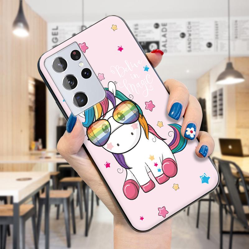 Мягкий силиконовый чехол с рисунком Instagram Фламинго Единорог + ремешок