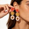 Смелые многослойные серьги-подвески с цветочным узором и дизайном color-block, круглые, statement, женские, пляжный стиль