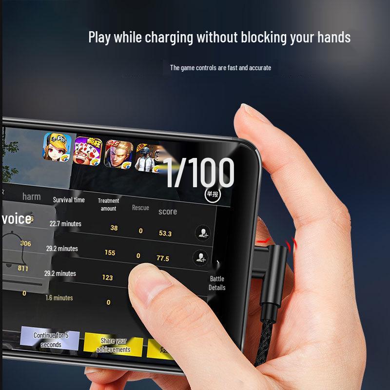 Быстрый зарядный кабель Micro USB 120 Вт с угловым разъемом для телефонов Android, Huawei, Vivo, Oppo и Meizu