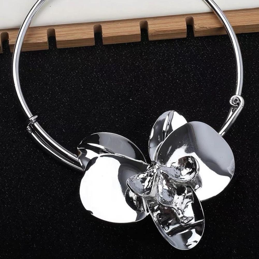 Богемный большой металлический цветок ожерелье большой преувеличенный чокер 3D цветы ожерелья вечеринка