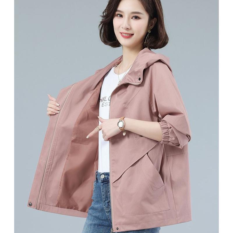 Базовые пальто с длинными рукавами, женская куртка, ветровка с капюшоном, женская свободная одежда больших размеров, новая модная женская верхняя одежда на молнии