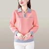 Женская футболка с лацканами и длинными рукавами, новые топы на осень и зиму, женская базовая рубашка большого размера