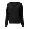 Women's Fashionable Casual Knitted Top Loose-Fit Solid-Colour Long-Sleeved Jumper