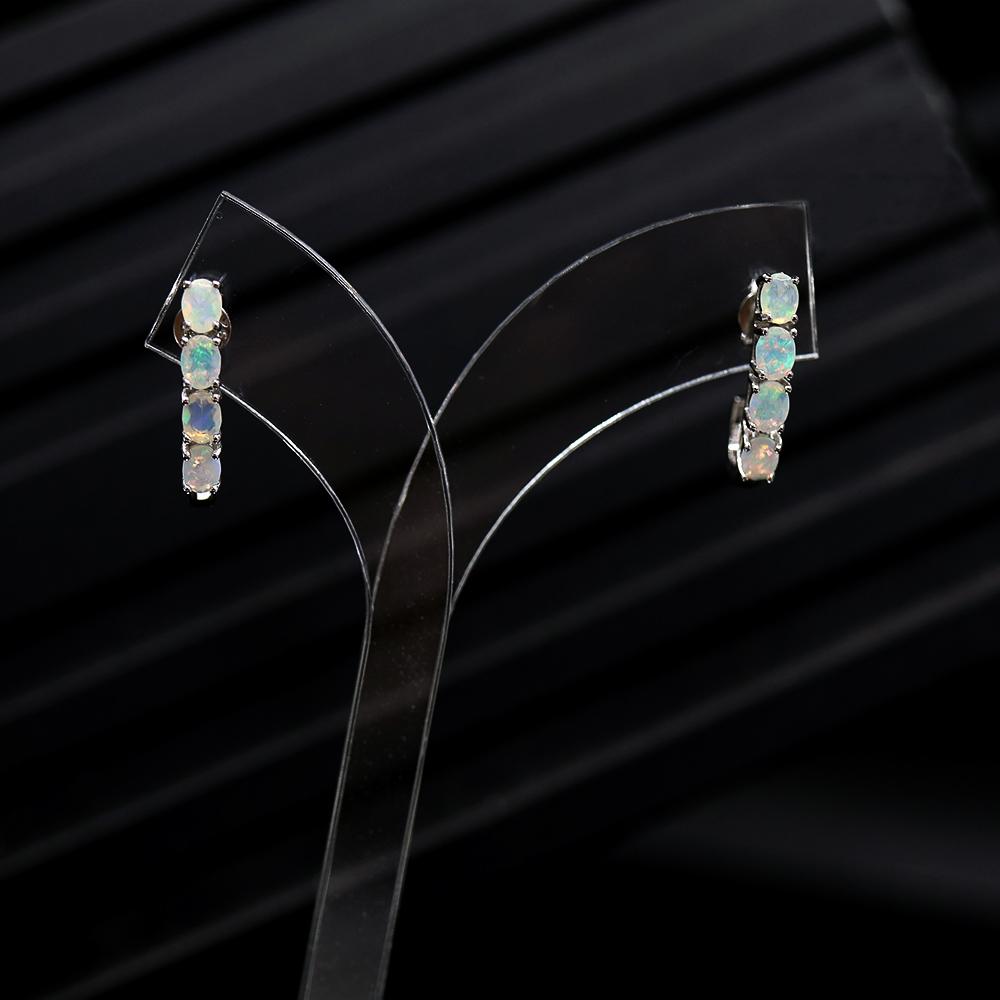 Серьги-гвоздики из стерлингового серебра 925 пробы, натуральный опал, драгоценный камень, 8 шт., опал огранки, 3*4 мм, изысканные украшения для женщин, подарок жене