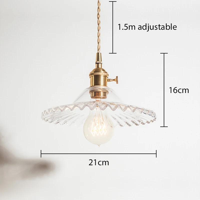 Стеклянный подвесной светильник, скандинавский подвесной светильник, медный подвесной светильник, латунь, креативный минималистский абажур E27 Эдисона для ресторана