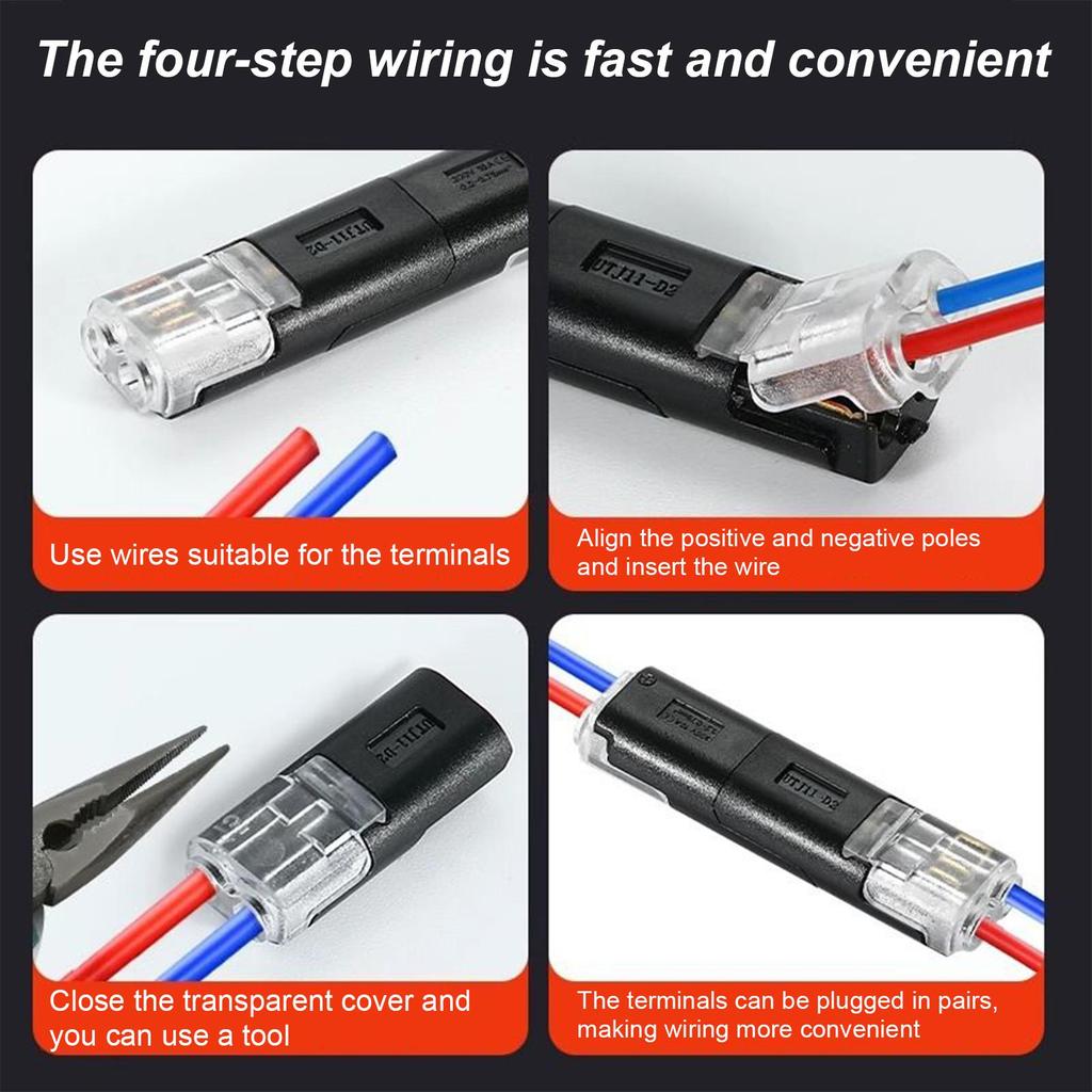 2 Pin LED Connector 30 Pieces Solderless Adapter Terminal Quick LED Connector For Electrical Work Circuit Repair Home