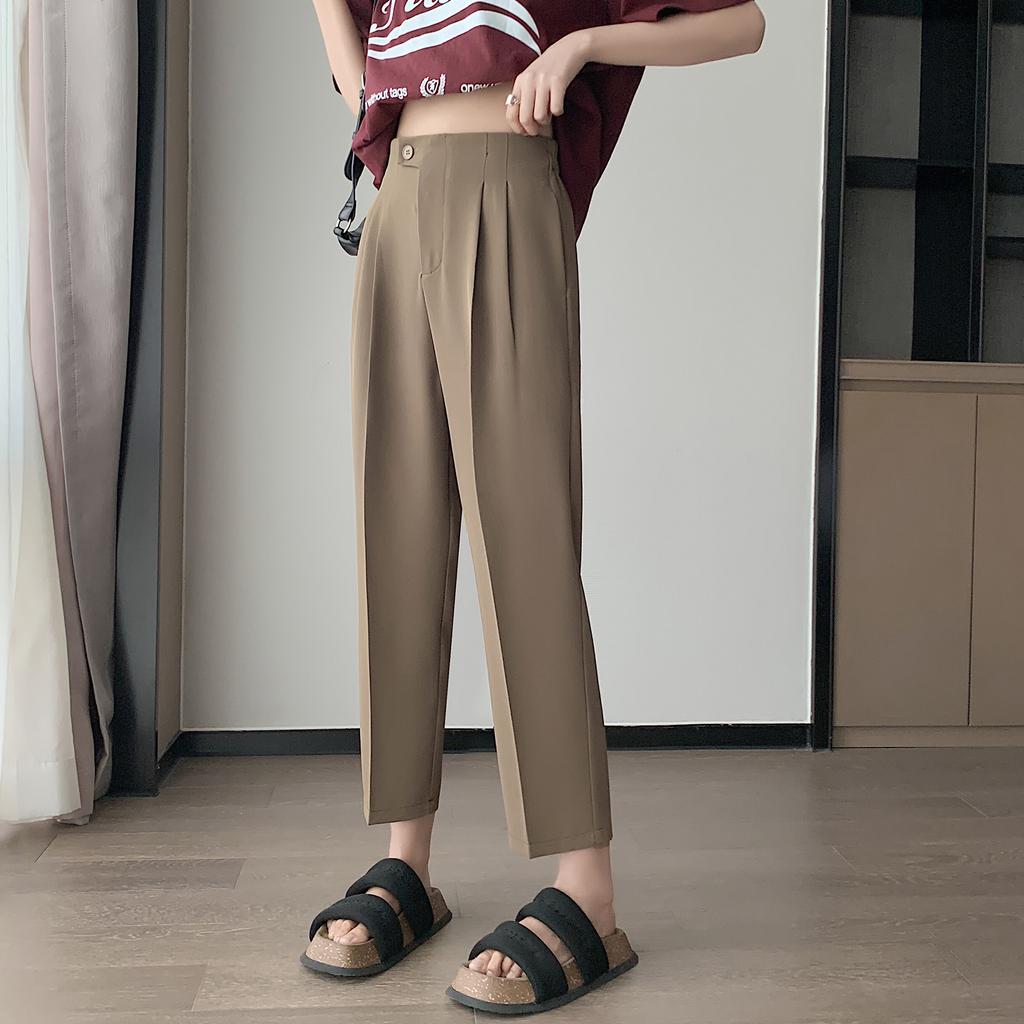 Drainpipe Style High Waisted Loose Fit Trousers for Women