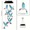 1/2pc Solar Blue Hummingbird Wind Chime Light LED Hummingbird Courtyard Wind Chime Light Landscape Light Courtyard Light