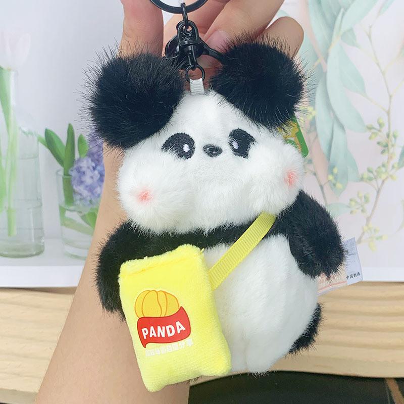 Plush Panda Keychain With Soft Cord For Backpack And Key Holder Gift
