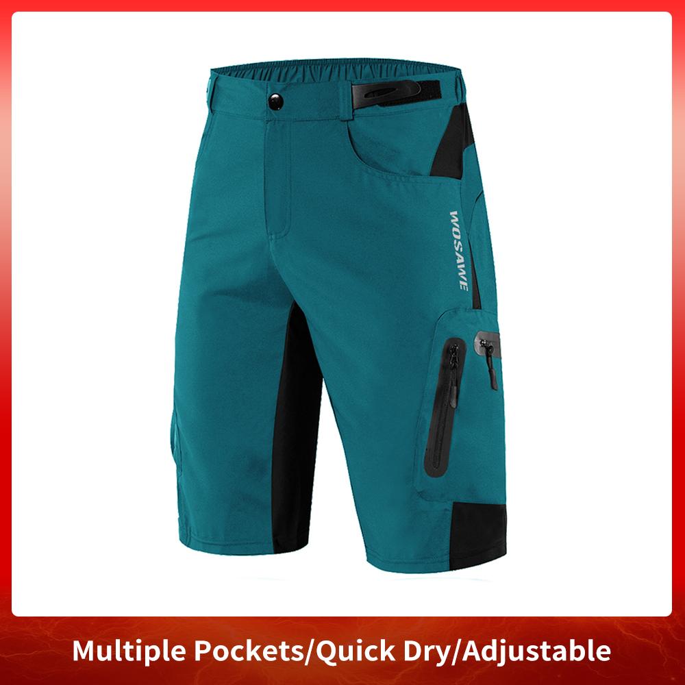 WOSAWE Motorcycle Shorts Men Loose Fit Multi-Pockects MTB Shorts Downhill Mountain Bike Motocross Racing Moto Summer Short Pants