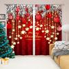 Cartoon Christmas Happy New Year Star Red Ball Window Curtains Blinds for Living Room Bedroom Kitchen Door Home Decor 2 Panels