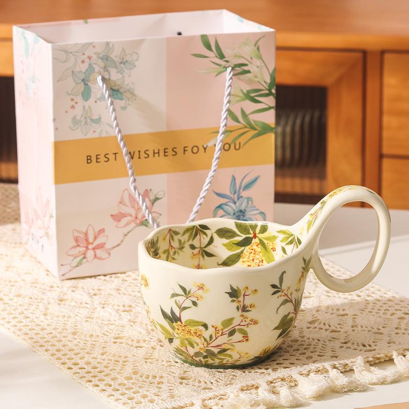 Ретро керамическая кружка с ландышами для подарков на день рождения девочек, сувенирных подарков для подруг, ценные и значимые подарки