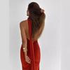Women's Summer Temperament Oblique Shoulder Sexy Slim Backless Strap Long Dress