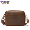 Мужская однолямочная сумка через плечо Handbag из кожи Crazy Horse, ручная сумка, натуральная кожа, большая вместимость, ручка, однолямочная