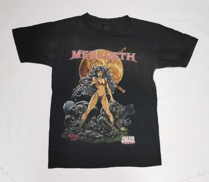 Винтажная футболка с коротким рукавом группы Megadeth Хлопковая унисекс футболка RS057
