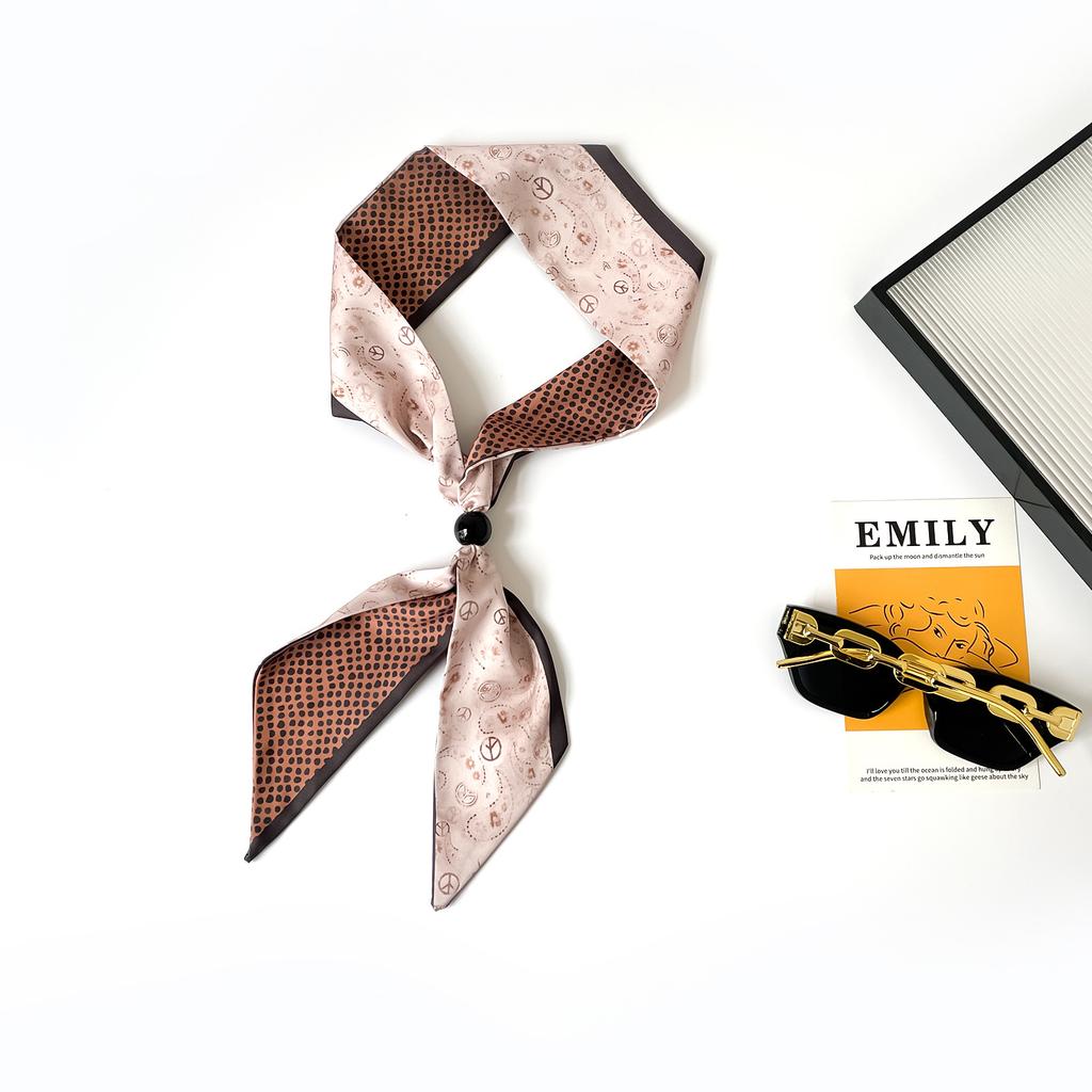 Simulation silk beaded silk scarf high-end necklace jewelry fashion matching jewelry daily occupation OL small scarf vacation style